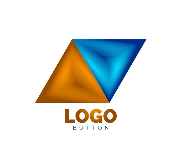 Triangelikon geometrisk logotyp mall. Minimal geometrisk design, 3D geometrisk fet symbol i relief stil med färg blandning steg effekt. Vektor Illustration för knapp, banderoll, bakgrund — Stock vektor