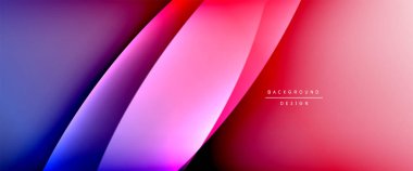 Gölgeli sıvı çizgiler ve eğimli arkaplanda ışık salla. Dinamik düz gölge çizgisi etkisi olan basit akışkan renk gradyanı soyut arkaplan