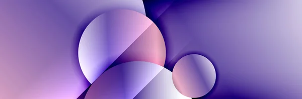 Динамичный модный геометрический абстрактный фон. Круги, круглые формы 3D эффекты тени и градиенты жидкости. Современные перекрывающиеся круглые формы — стоковый вектор