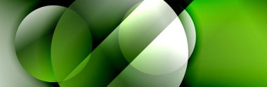 Dinamik trend geometrik soyut arka plan. Çemberler, yuvarlak şekiller üç boyutlu gölge efektleri ve sıvı eğimleri. Modern üst üste bindirme biçimleri