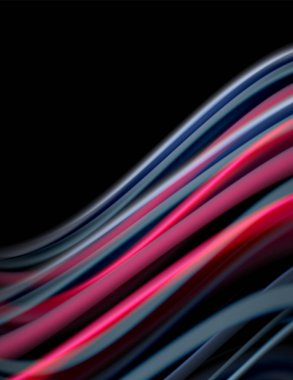 Siyah, sıvı sıvı renk dalgalarında ipeksi çizgiler. Vektör İllüstrasyonu