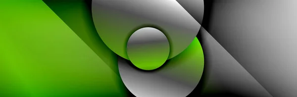 Fondo abstracto geométrico dinámico de moda. Círculos, formas redondas efectos de sombra 3d y gradientes fluidos. Formas redondas superpuestas modernas — Archivo Imágenes Vectoriales