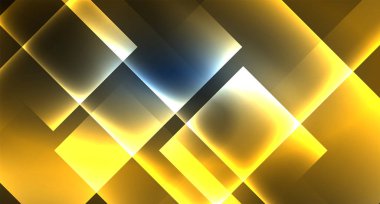 Neon parlayan tekno kare dikdörtgen çizgiler, mavi hi-tech fütüristik soyut arka plan