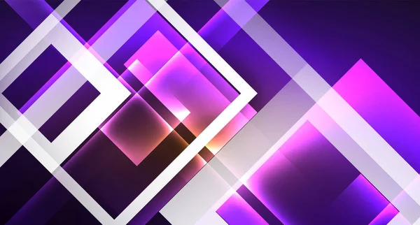 Glanzende Neon design vierkante vorm abstracte achtergrond. Retro vector abstract ontwerp banner sjabloon — Stockvector