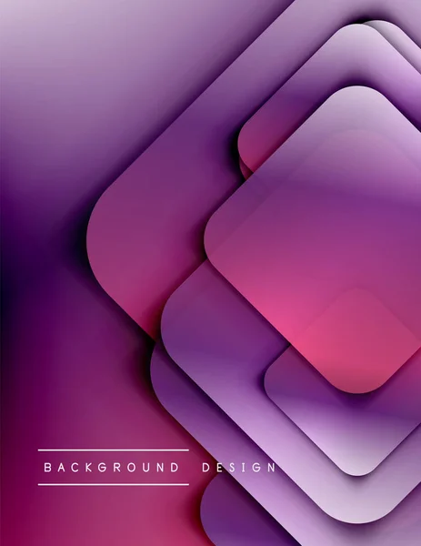 Rounded squares shapes composition geometric abstract background. 3D shadow effects and fluid gradients. Modern overlapping forms. — Stock Vector