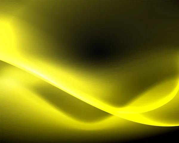 Espacio oscuro con ondas de movimiento de luz de neón brillante. Elemento gráfico conceptual abstracto. Fondo de neón vectorial. Contexto tecnológico — Archivo Imágenes Vectoriales
