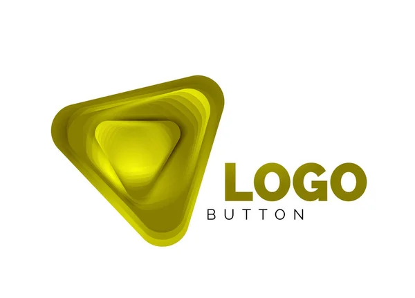 Juega, flecha o descargar icono de botón, diseño mínimo de la plantilla de logotipo de negocios. 3d geométrico negrita en estilo de relieve con efecto de pasos de mezcla de color. Ilustración vectorial para fondo de pantalla, Banner, Fondo, Tarjeta — Archivo Imágenes Vectoriales