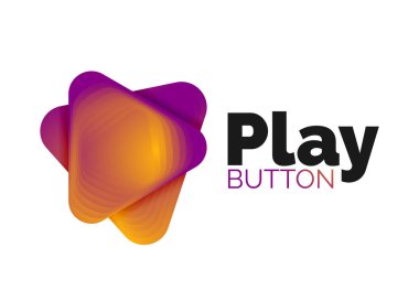 Oynat, ok ya da indir düğmesi simgesi, minimal tasarım iş logosu şablonu. 3d geometrik kalın ve renk karışımı basamakları olan kabartma stili. Duvar kağıdı, bayrak, arkaplan, kart için vektör illüstrasyonu