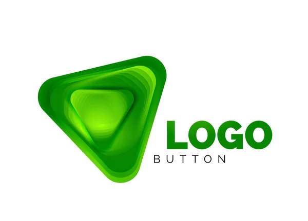 Juega, flecha o descargar icono de botón, diseño mínimo de la plantilla de logotipo de negocios. 3d geométrico negrita en estilo de relieve con efecto de pasos de mezcla de color. Ilustración vectorial para fondo de pantalla, Banner, Fondo, Tarjeta — Vector de stock