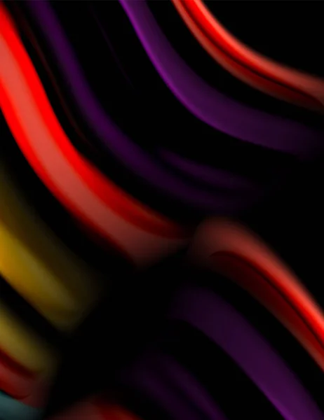 Seidenglatte Linien auf schwarzen, flüssigen Farbwellen. Vektorillustration — Stockvektor