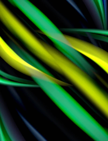 Silkeslena linjer på svarta, flytande flytande färgvågor. Vektor Illustration — Stock vektor