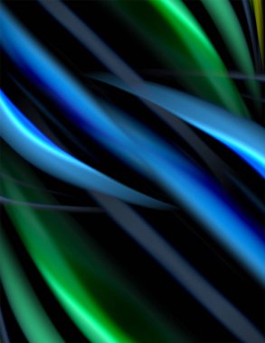 Siyah, sıvı sıvı renk dalgalarında ipeksi çizgiler. Vektör İllüstrasyonu