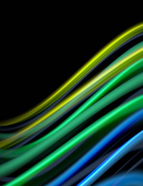 Siyah, sıvı sıvı renk dalgalarında ipeksi çizgiler. Vektör İllüstrasyonu