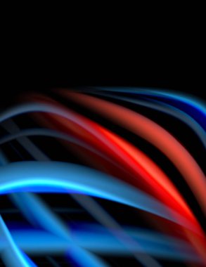 Siyah, sıvı sıvı renk dalgalarında ipeksi çizgiler. Vektör İllüstrasyonu