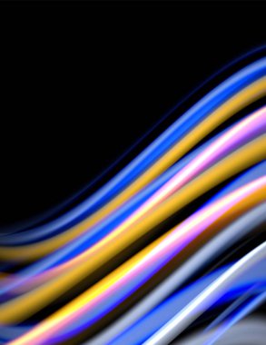 Siyah, sıvı sıvı renk dalgalarında ipeksi çizgiler. Vektör İllüstrasyonu