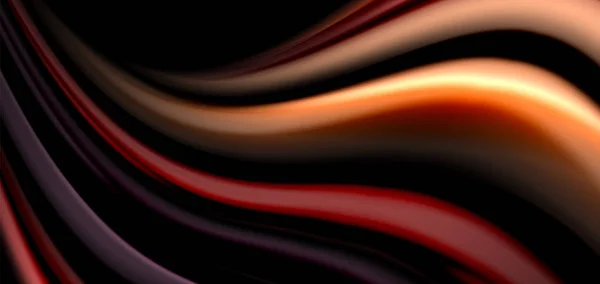 Linee morbide astratte in seta su onde fluide fluide nere multicolori in stile arcobaleno su nero — Vettoriale Stock