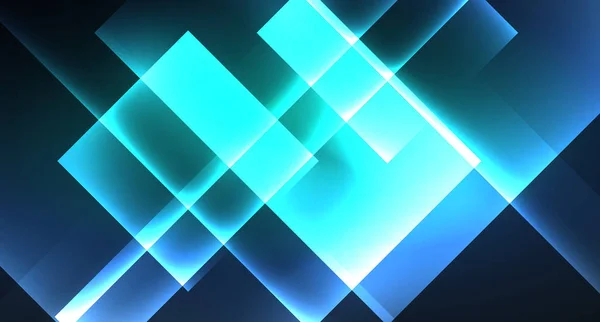 Neon, planoucí techno-čtvercové čáry, Blue Hi-Tech futuristické abstraktní pozadí — Stockový vektor