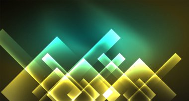 Parlak neon tasarım kare şekil soyut arka plan. Retro vektör soyut tasarım afiş şablonu