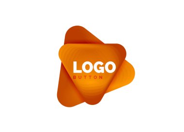 Oynat, ok ya da indir düğmesi simgesi, minimal tasarım iş logosu şablonu. 3d geometrik kalın ve renk karışımı basamakları olan kabartma stili. Duvar kağıdı, bayrak, arkaplan, kart için vektör illüstrasyonu