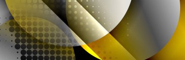 Dinamik trend geometrik soyut arka plan. Çemberler, yuvarlak şekiller üç boyutlu gölge efektleri ve sıvı eğimleri. Modern üst üste bindirme biçimleri