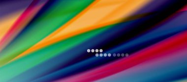 Dalga çizgileri soyut arkaplan, gökkuşağı tarzı renklerle düz ipek tasarım. Sıvı sıvı renk dalgaları. Vektör İllüstrasyonu