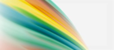 Dalga çizgileri soyut arkaplan, gökkuşağı tarzı renklerle düz ipek tasarım. Sıvı sıvı renk dalgaları. Vektör İllüstrasyonu