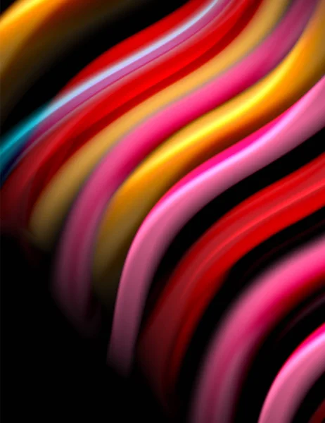 Шелковые гладкие линии на черных, жидких волнах цвета жидкости. Векторная миграция — стоковый вектор