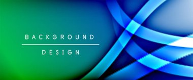 Dinamik akışkan renk gradyan soyut arkaplan ve akıcı dalga çizgileri. Vektör İllüstrasyonu