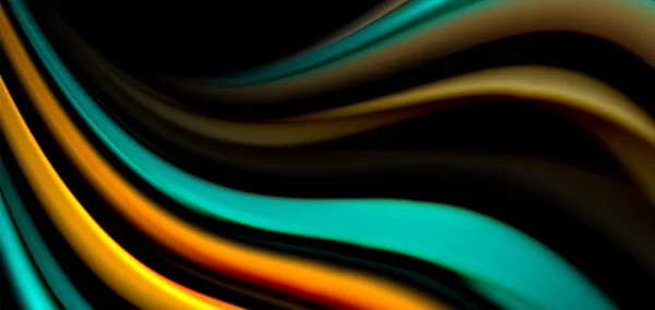 黑色、五颜六色液体彩虹型波浪上的丝线 — 图库矢量图片