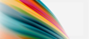 Dalga çizgileri soyut arkaplan, gökkuşağı tarzı renklerle düz ipek tasarım. Sıvı sıvı renk dalgaları. Vektör İllüstrasyonu