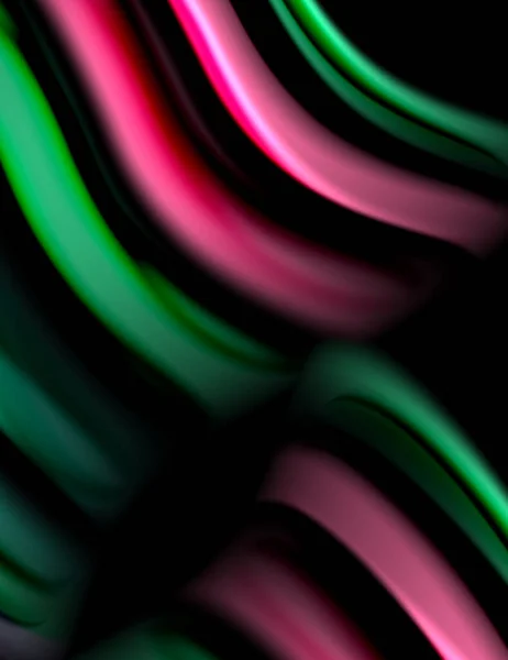 Μεταξένιες απαλές γραμμές σε μαύρα, υγρά κύματα χρώματος. Εικονογράφηση διανύσματος — Διανυσματικό Αρχείο
