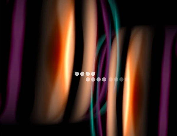Silkeslena linjer på svarta, flytande flytande färgvågor. Vektor Illustration — Stock vektor