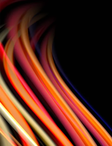 Lignes lisses en soie sur des ondes de couleur liquide et noire. Illustration vectorielle — Image vectorielle