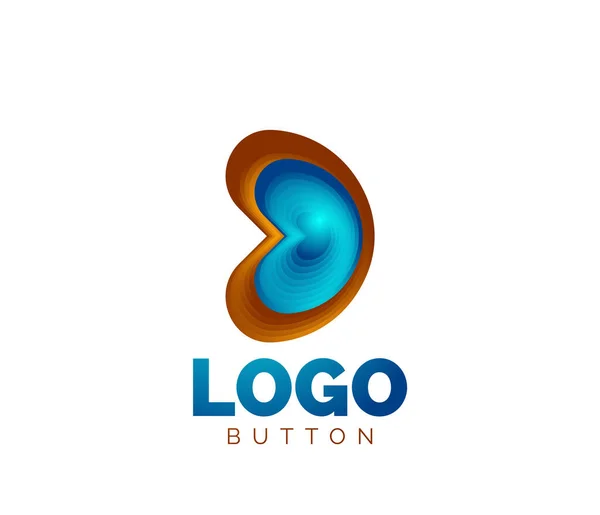 Abstracte ronde vorm logo template. Minimaal geometrisch ontwerp, 3D geometrische vet symbool in reliëf stijl met kleur mix stappen effect. Vector Illustratie — Stockvector
