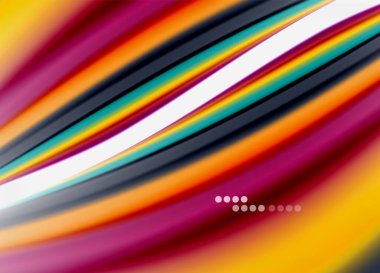 Dalga çizgileri soyut arkaplan, gökkuşağı tarzı renklerle düz ipek tasarım. Sıvı sıvı renk dalgaları. Vektör İllüstrasyonu