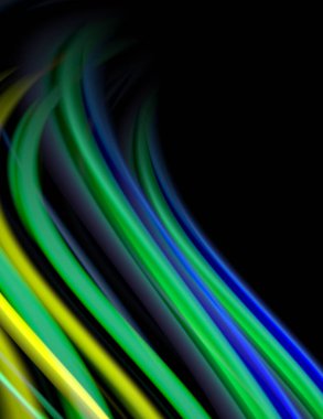 Siyah, sıvı sıvı renk dalgalarında ipeksi çizgiler. Vektör İllüstrasyonu