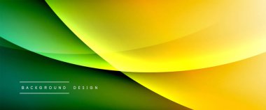 Gölgeli sıvı çizgiler ve eğimli arkaplanda ışık salla. Dinamik düz gölge çizgisi etkisi olan basit akışkan renk gradyanı soyut arkaplan