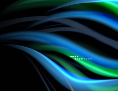 Siyah, sıvı sıvı renk dalgalarında ipeksi çizgiler. Vektör İllüstrasyonu