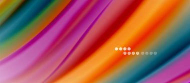 Dalga çizgileri soyut arkaplan, gökkuşağı tarzı renklerle düz ipek tasarım. Sıvı sıvı renk dalgaları. Vektör İllüstrasyonu