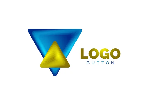 Modèle de logo géométrique icône triangle. Conception géométrique minimale, symbole gras géométrique 3d en style relief avec effet d'étapes de mélange de couleurs. Illustration vectorielle pour bouton, bannière, fond — Image vectorielle