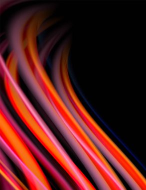 Siyah, sıvı sıvı renk dalgalarında ipeksi çizgiler. Vektör İllüstrasyonu