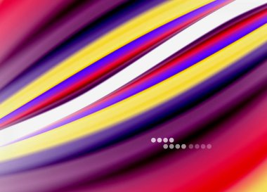 Dalga çizgileri soyut arkaplan, gökkuşağı tarzı renklerle düz ipek tasarım. Sıvı sıvı renk dalgaları. Vektör İllüstrasyonu