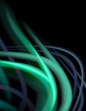 Siyah, sıvı sıvı renk dalgalarında ipeksi çizgiler. Vektör İllüstrasyonu