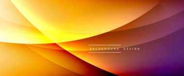 Gölgeli sıvı çizgiler ve eğimli arkaplanda ışık salla. Dinamik düz gölge çizgisi etkisi olan basit akışkan renk gradyanı soyut arkaplan