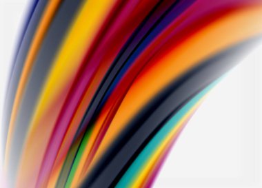 Dalga çizgileri soyut arkaplan, gökkuşağı tarzı renklerle düz ipek tasarım. Sıvı sıvı renk dalgaları. Vektör İllüstrasyonu