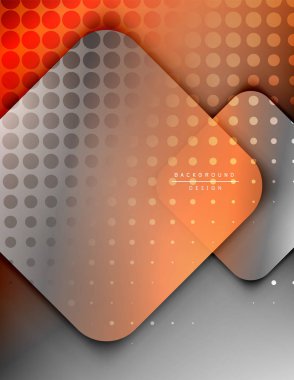 Yuvarlak kareler geometrik soyut arkaplan bileşimini şekillendirir. Üç boyutlu gölge efektleri ve sıvı eğimleri. Modern çakışma biçimleri.