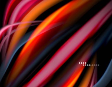 Siyah, sıvı sıvı renk dalgalarında ipeksi çizgiler. Vektör İllüstrasyonu