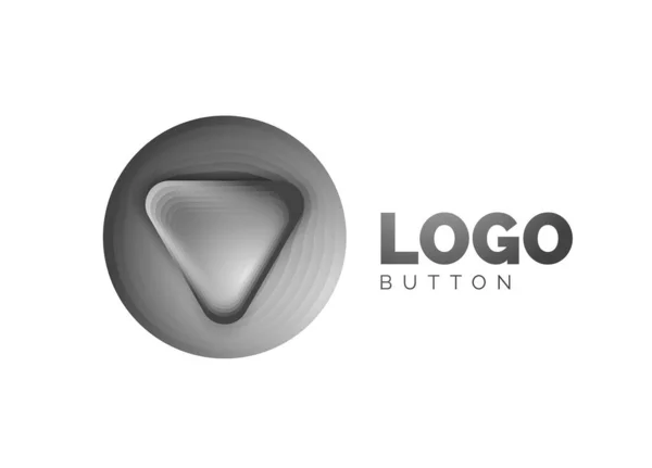 Juega, flecha o descargar icono de botón, diseño mínimo de la plantilla de logotipo de negocios. 3d geométrico negrita en estilo de relieve con efecto de pasos de mezcla de color. Ilustración vectorial para fondo de pantalla, Banner, Fondo, Tarjeta — Archivo Imágenes Vectoriales