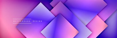 Kare şekiller geometrik soyut arkaplan. Üç boyutlu gölge efektleri ve sıvı eğimleri. Modern çakışma biçimleri