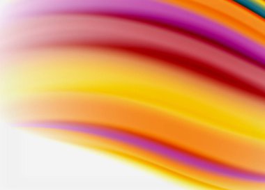 Dalga çizgileri soyut arkaplan, gökkuşağı tarzı renklerle düz ipek tasarım. Sıvı sıvı renk dalgaları. Vektör İllüstrasyonu